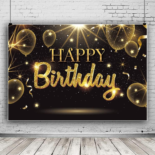 Black gold happy birthday - gold,