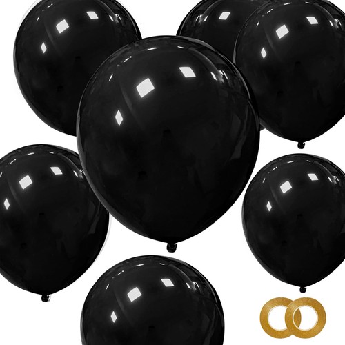 Black latex balloons - black, pack